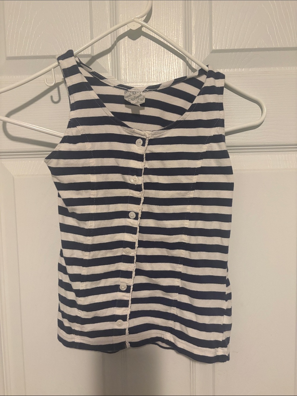 Disney D-Signed Navy and White Striped Button-Front Tank